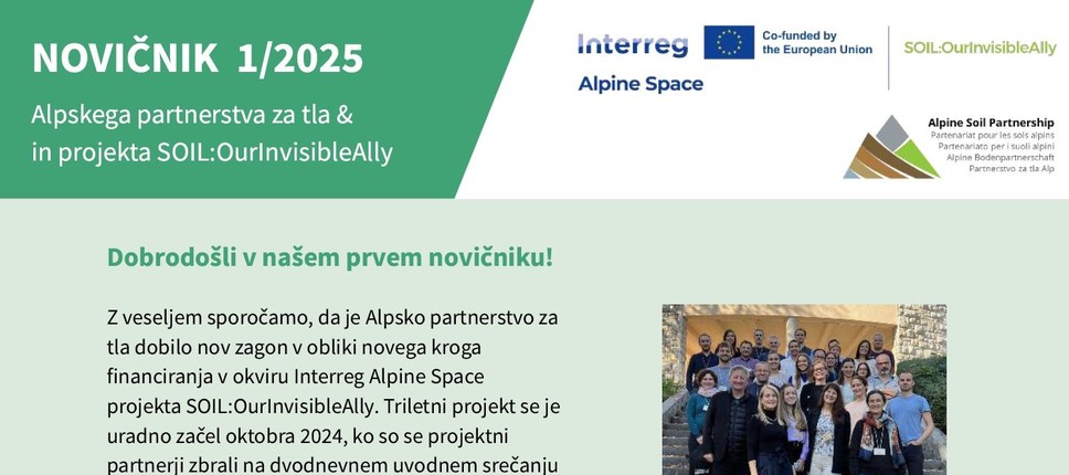 Prvi novičnik Alpskega partnerstva za tla in projekta SOIL:OurInvisibleAlly