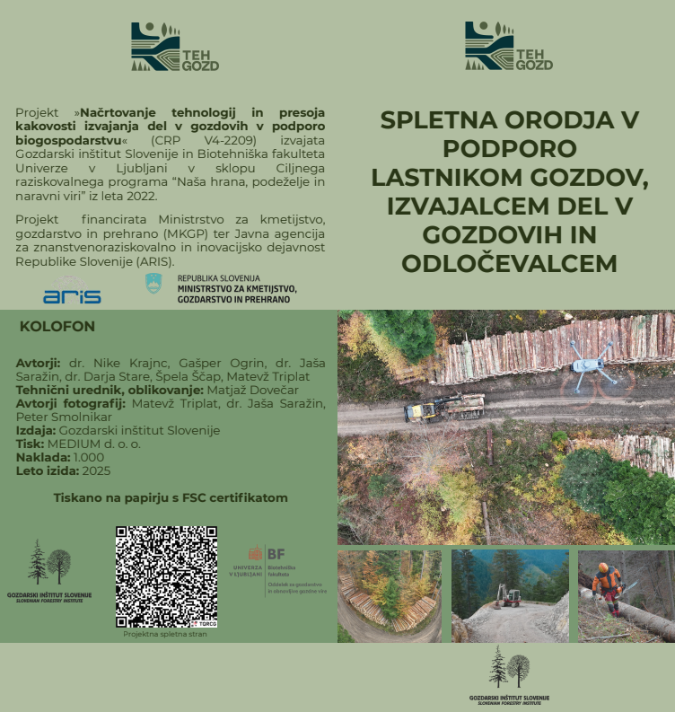 Spletna orodja v podporo lastnikom gozdov, izvajalcem del v gozdovih in odločevalcem
